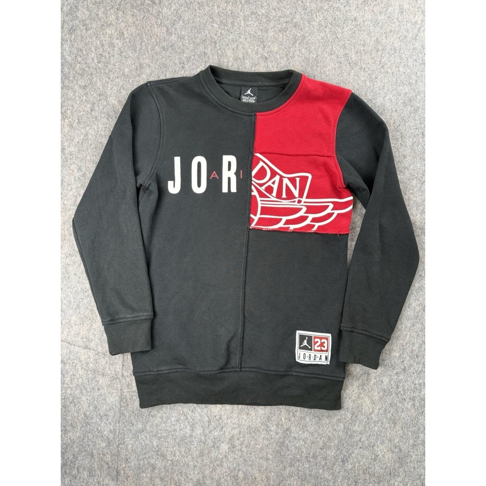 Jordan Pullover Sweater‎ Youth Boys Large Red & Black Crewneck Air Wings Patch